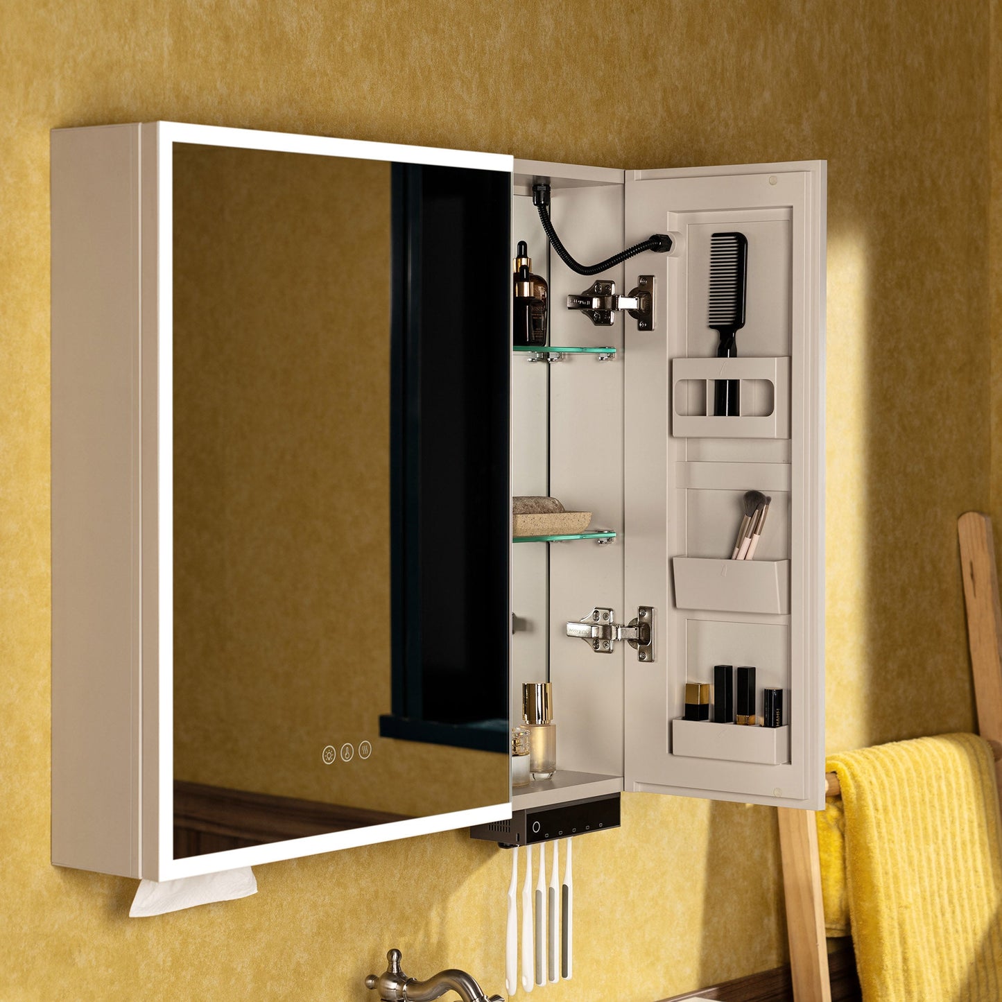 WOODBRIDGE Modern Rectangle 19.75" W x 27.75" H Smart Storage Medicine Cabinet with Anti-Fog Mirror, LED Lighting, and Compact Design