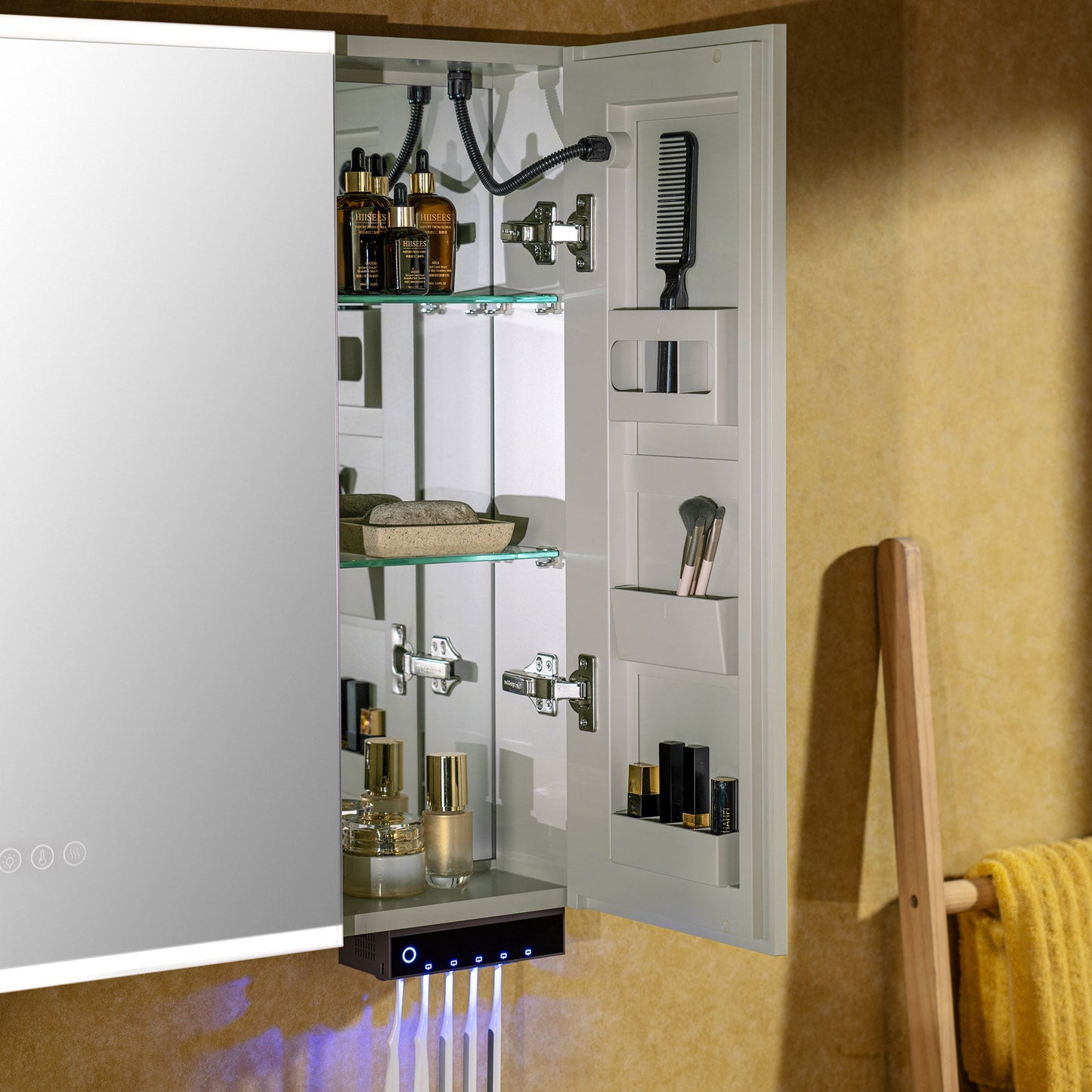 WOODBRIDGE Modern Rectangle 19.75" W x 27.75" H Smart Storage Medicine Cabinet with Anti-Fog Mirror, LED Lighting, and Compact Design