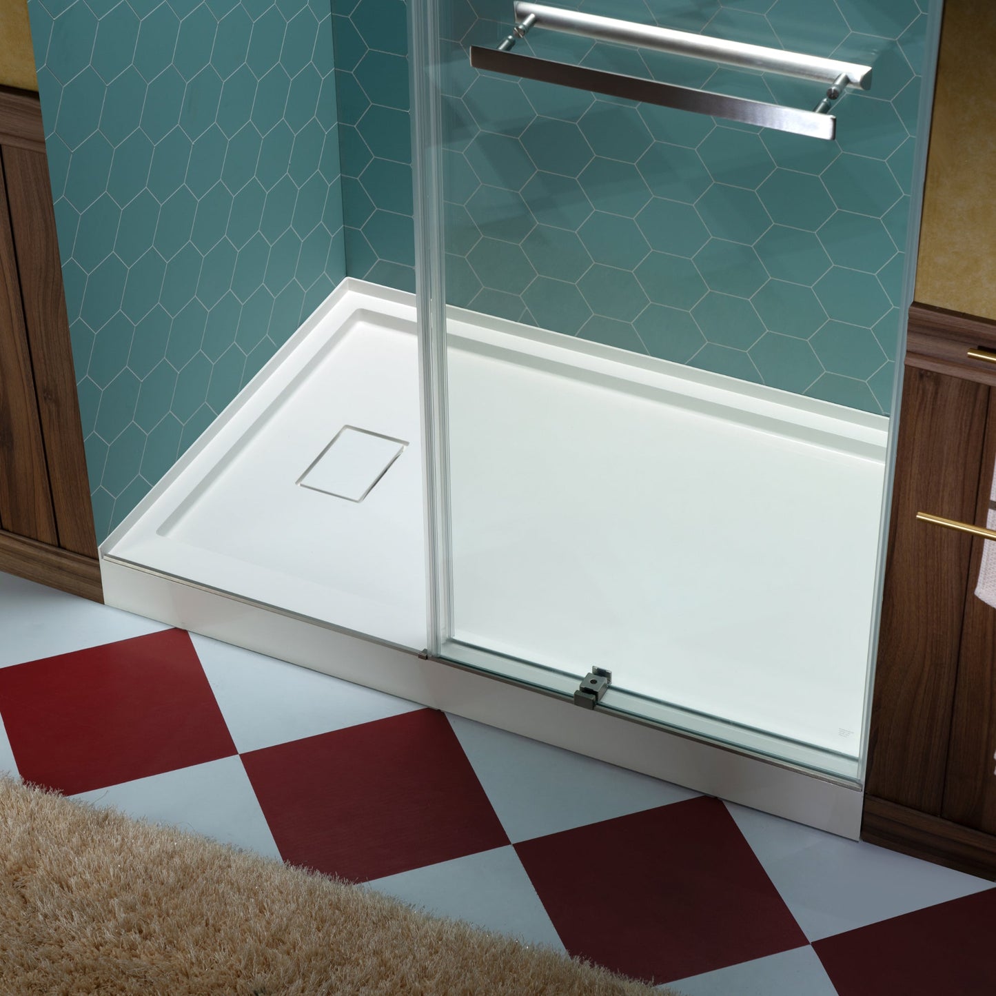 WOODBRIDGE 48 in. x 32 in. Solid Surface Shower Pan Base in White, Alcove Installation with Left Drain, Slip-Resistant & Mold-Resistant