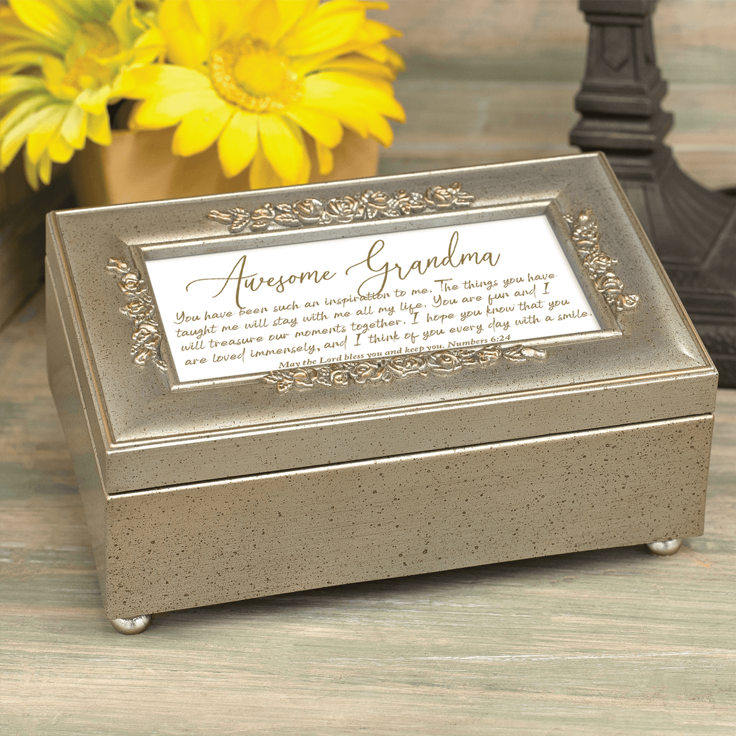 Petite Musical Keepsake Box With Rosebud Trim For Awesome Grandma