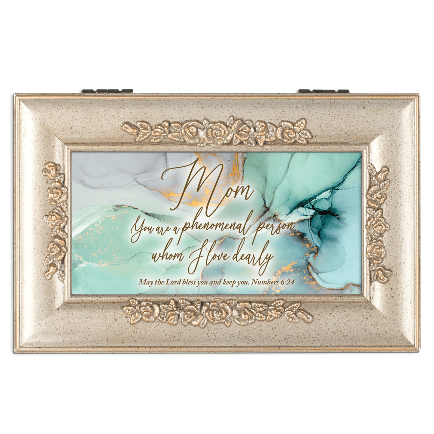 Petite Music Box With Rose Trim - Phenomenal Mom Sentiment