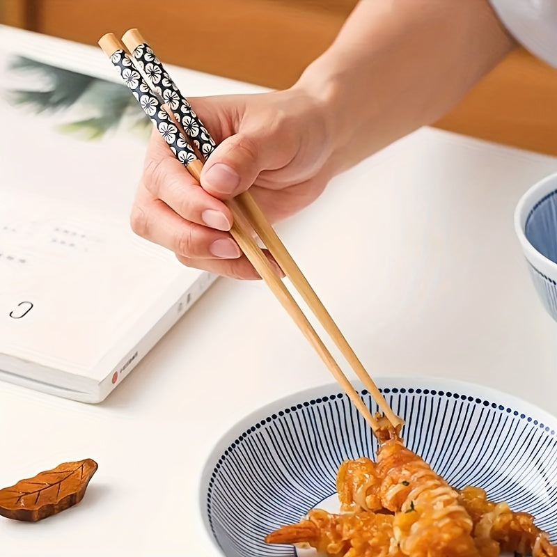 5 Pairs Premium Reusable Multicolor Nonslip Bamboo Chopsticks | Kitchen + Metal