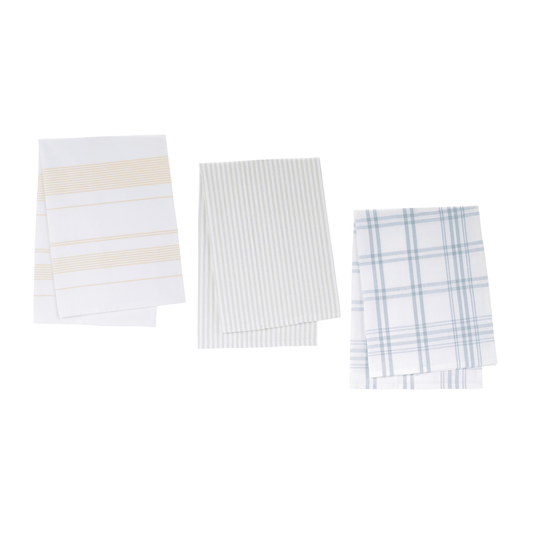 Elegant Cotton Tea Towels – Assorted Designs In Blue, White, And