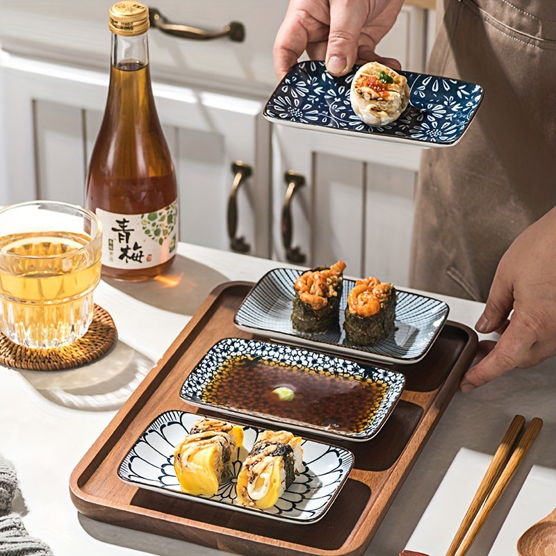 Boho Ceramic Sushi Dessert Plates Set of 4 Microwave Safe