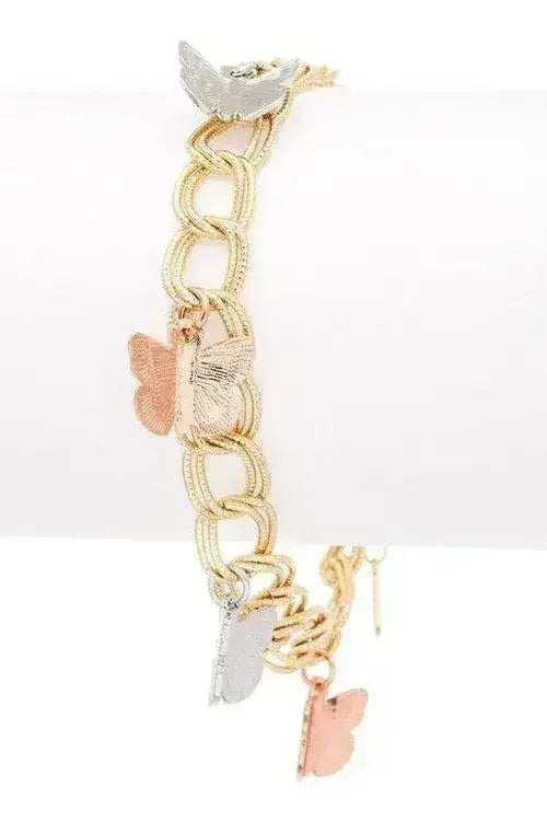 Butterfly Charm Mix Tone Bracelet – Delicate Gold-Plated Jewelry