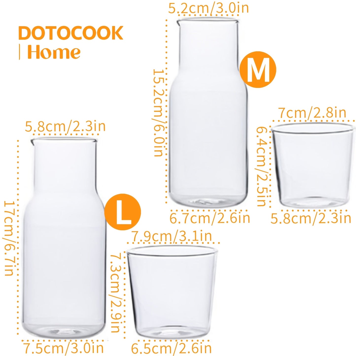 Elegant BPAFree Glass Water Carafe Cup Set