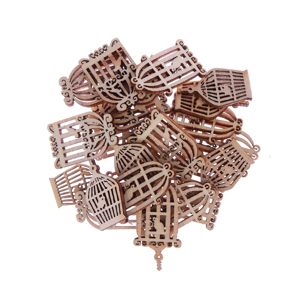24Pcs/lot Natural Birdcage Wooden Scrapbooking