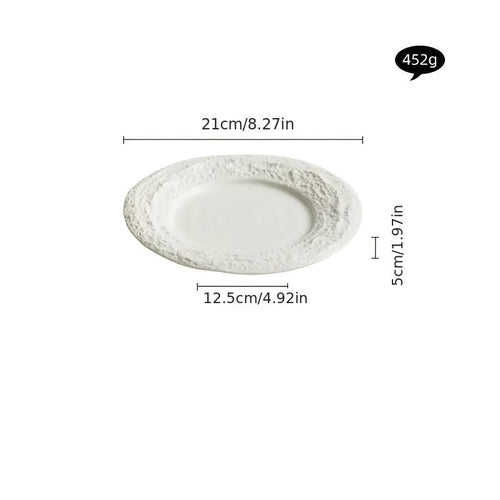 Elegant European Ceramic Dinner Plate with Relief Pattern