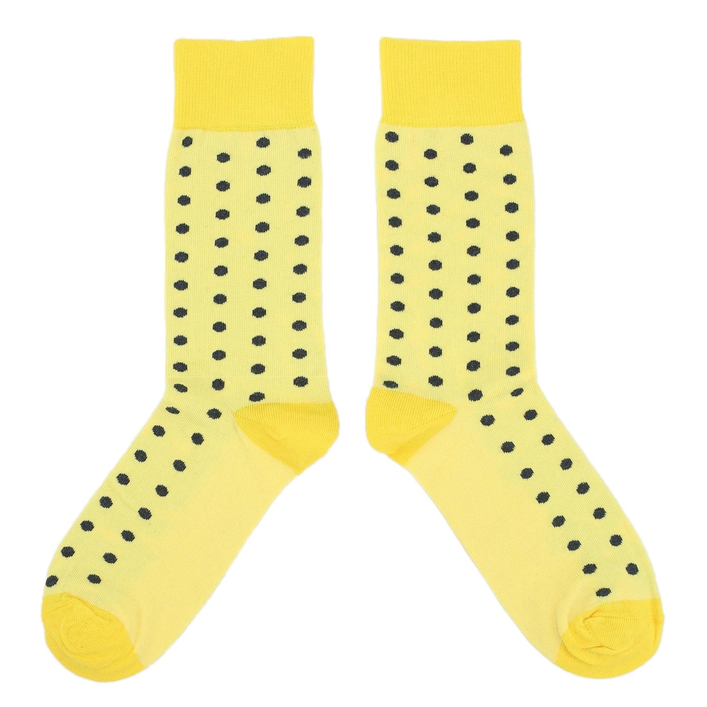 Yellow Gray Polka Dot Groomsmen Wedding Men’s Dress Socks