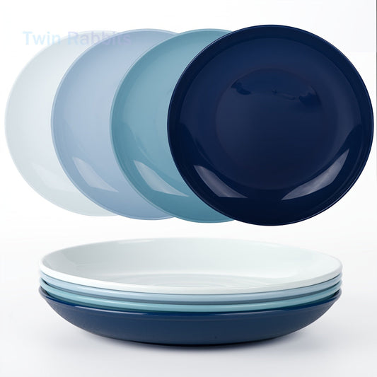 Set of 4 Unbreakable MicrowaveSafe Blue Plates