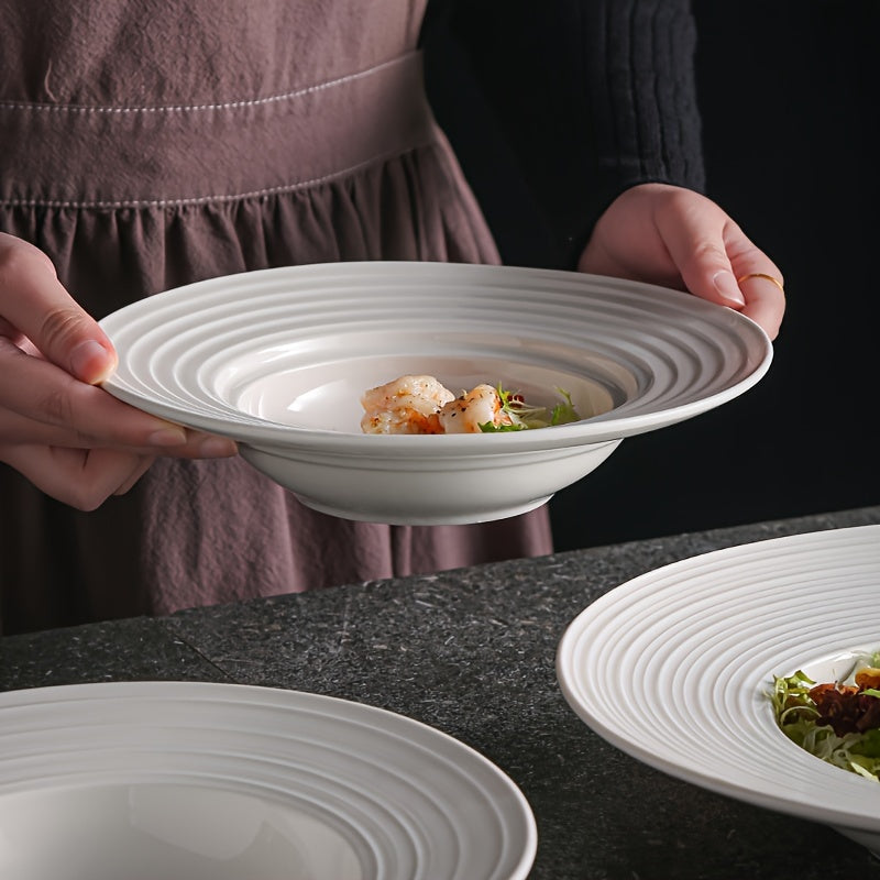 Elegant White Ceramic Salad Plates for Home Restaurant