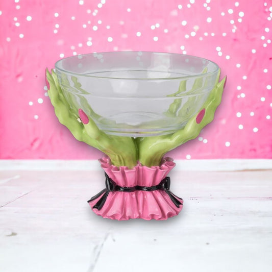 Halloween Carnival 10" Green Witch Hand Candy Bowl