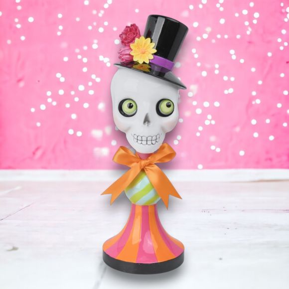 Halloween Carnival 14.5" Quirky Skull Pedestal
