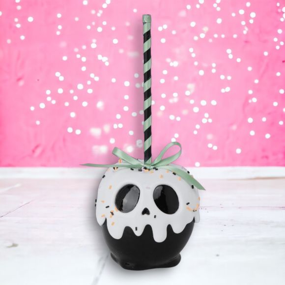 Halloween Carnival 9" Resin Black Candy Apple w Sprinkles