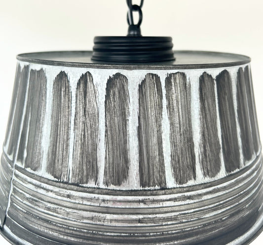 Black Ribbed Galvanized Ceiling Light