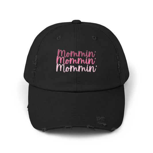 Mommin' Unisex Distressed Cap - Fun Gift for Moms, Trendy Summer Hat, Everyday Wear, Parenting Gift, Casual Cap