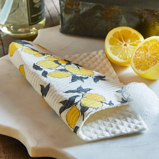 Lemons Organic Compostable Dishcloth | Cotton Kitchen Tea Dish Towel |