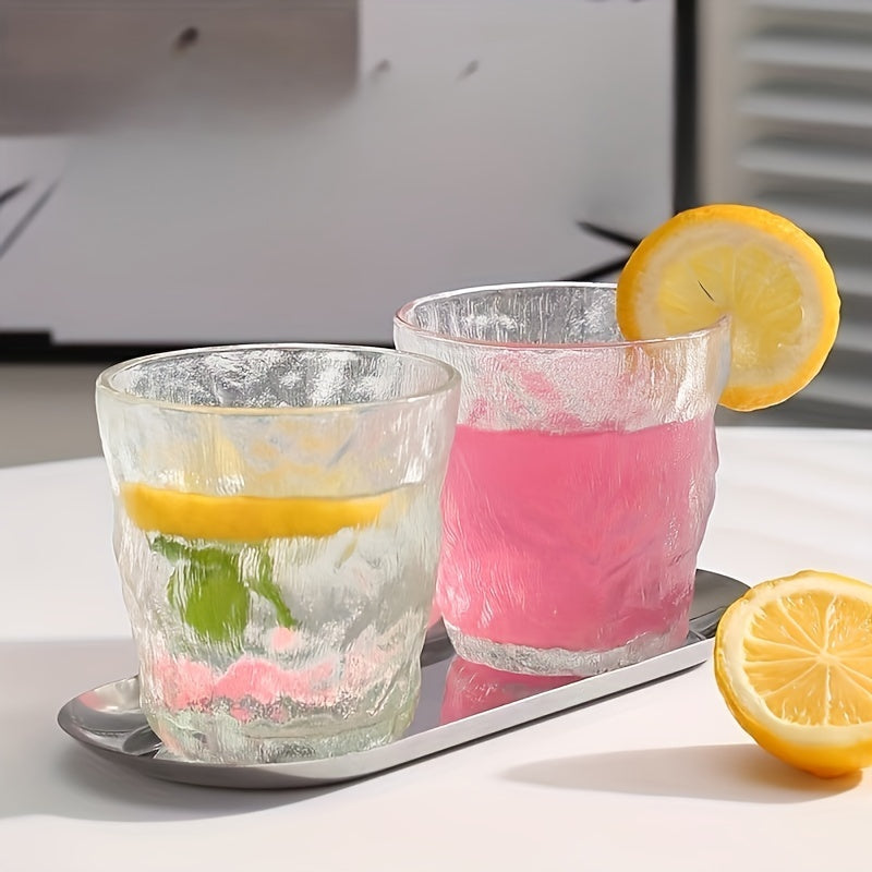 6pcs Glacier Pattern Glass Cup Set - Nordic Style Gradient Frosted
