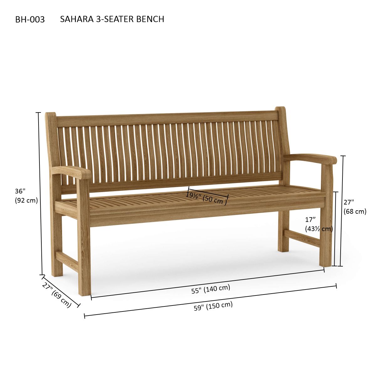 Sahara 3-Seater Bench