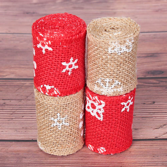 2Sizes Merry Christmas Jute Burlap Hessian Ribbon