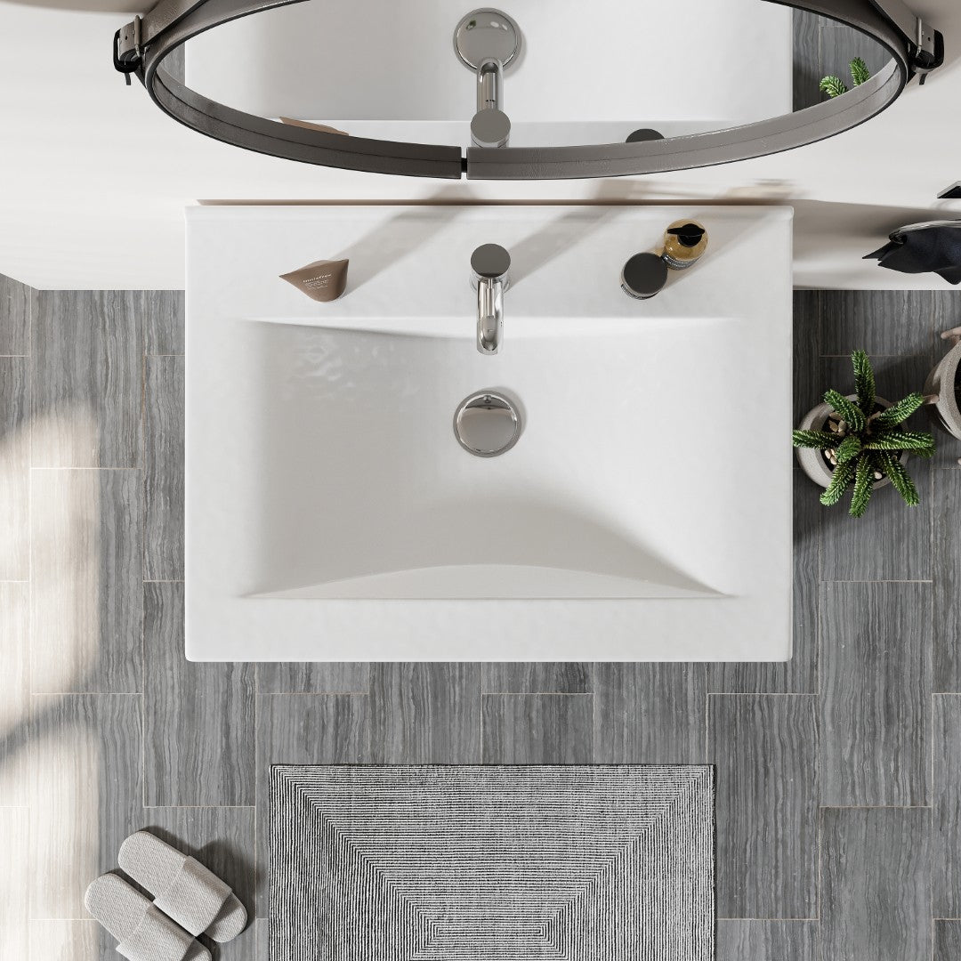 Eviva Stone Bath Vanity with Porcelain Top and Integrated Sink