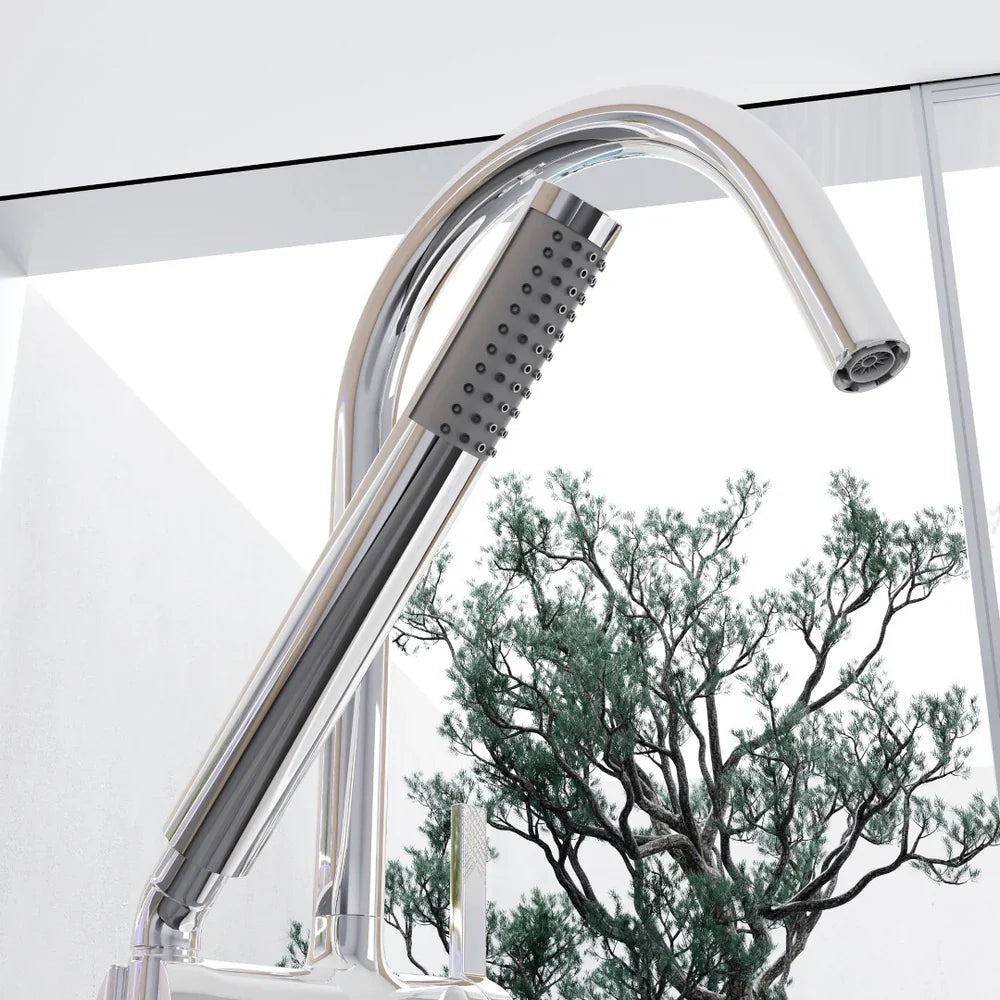 Eviva Modem Single-Handle Freestanding Tub Faucet with Hand Shower – Polished Chrome