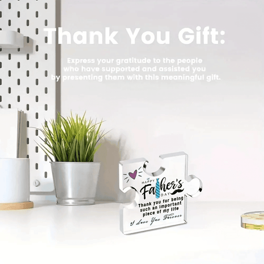 Father's Day Acrylic Puzzle Plaque Engraved Gift with Love & Gratitude Happy Father's Day