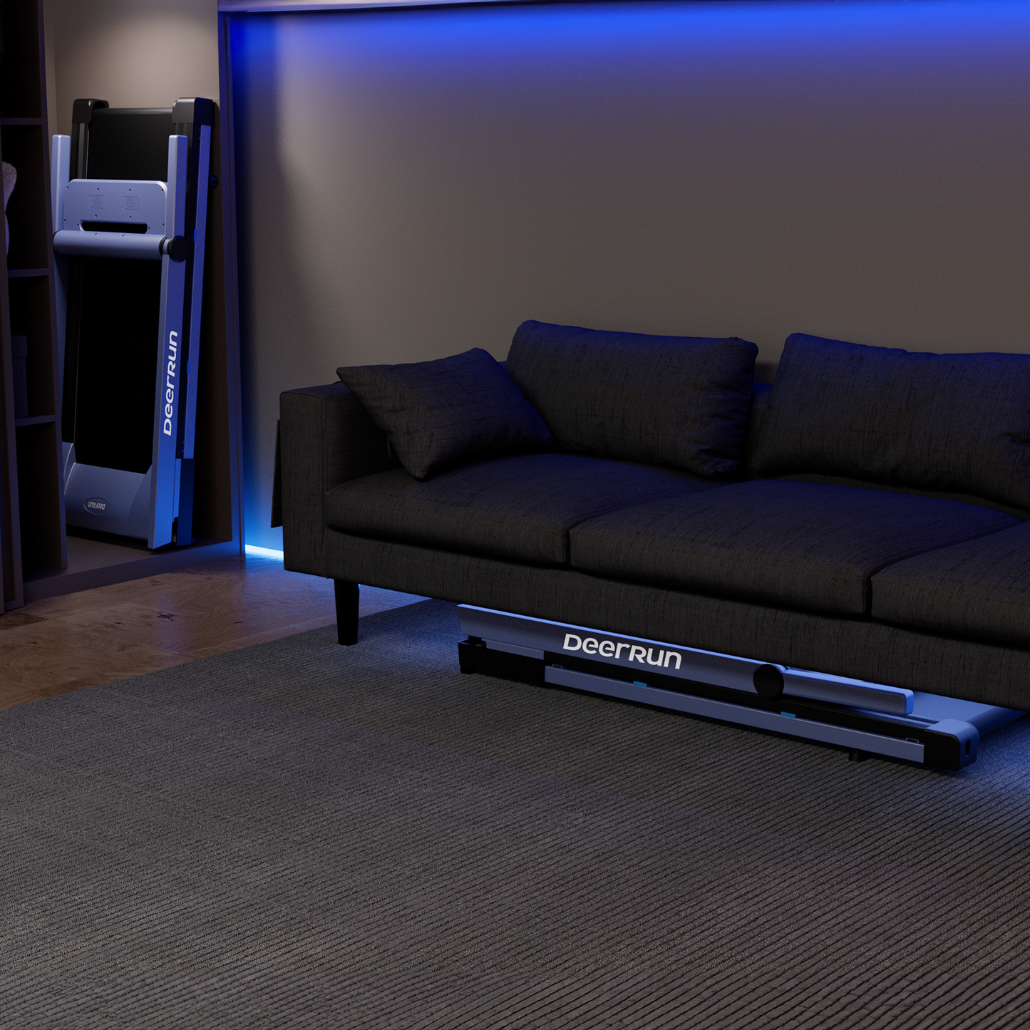 DeerRun A1 Pro Move+ 6% Incline Foldable Treadmill——2025 Upgraded Chip & NFC Support | 350Lbs, 10mph Blue