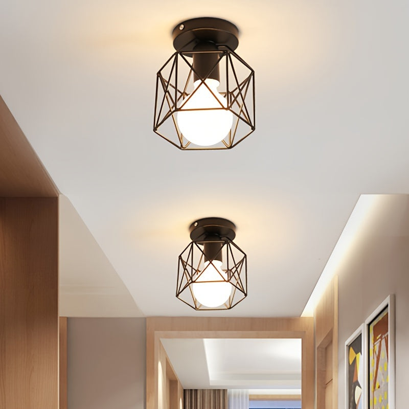 Modern Nordic Black Geometric Ceiling Light E27 Base