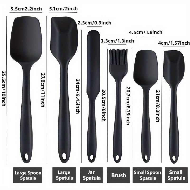 6Piece HeatResistant Silicone Spatula Baking Tool Set