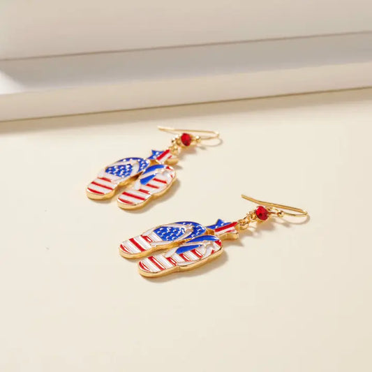 USA Flag Flip Dangling Earrings