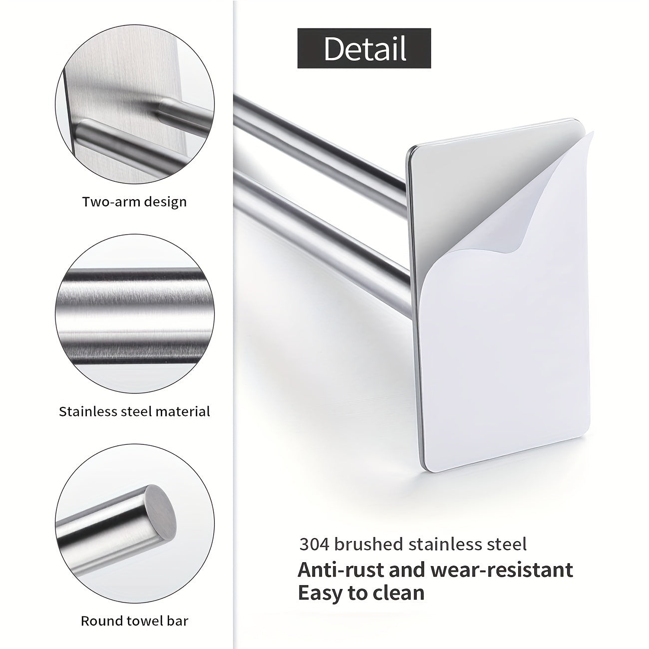 Sleek DrillFree 38cm Stainless Steel Towel Rack