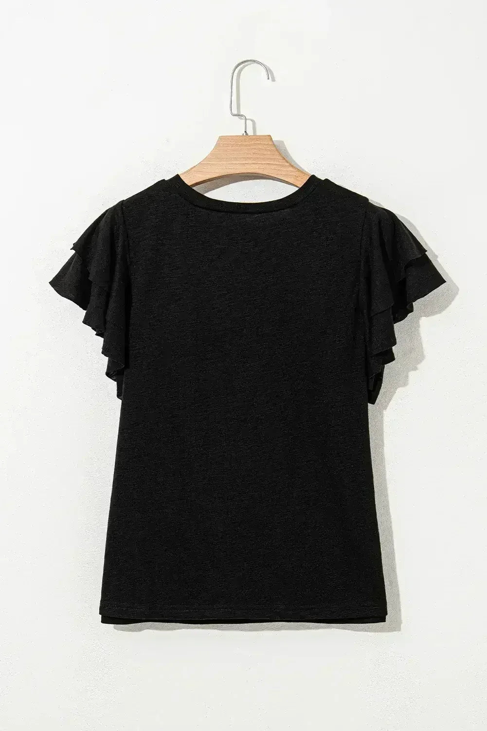 Dark Grey Ruffle Sleeve Plain Blouse | Femstylo