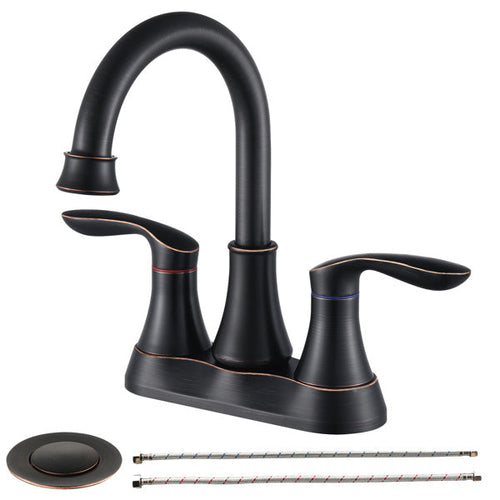 2 Handles 4-inch Oil Wiped Bronze Bathroom Faucet | Faucets | Kitchen + Metal