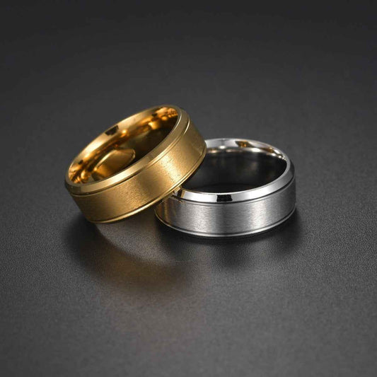 Unisex Stainless Steel Wedding Ring 8 mm – Black/Gold/Silver