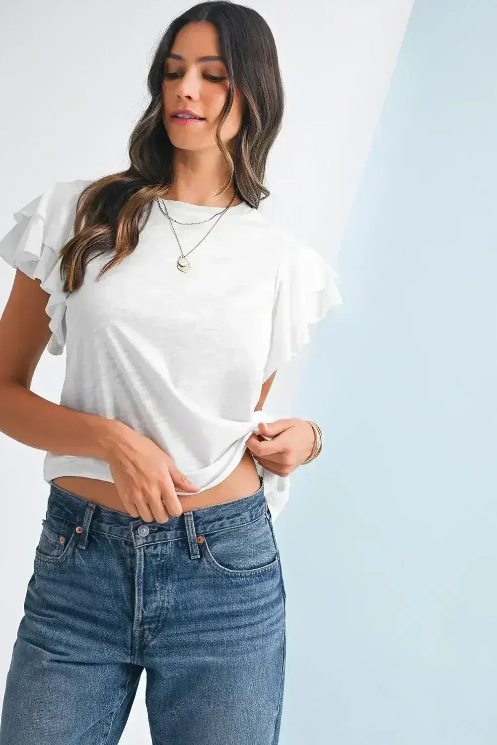 Dark Grey Ruffle Sleeve Plain Blouse | Femstylo