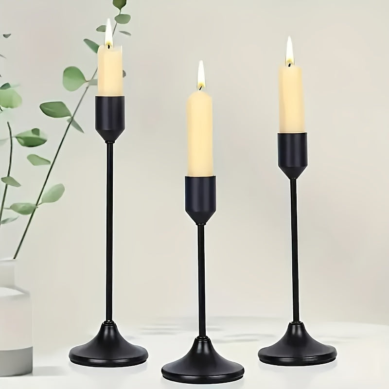 Elegant 3Piece Metal Candle Holders Gold Rose Gold Finish