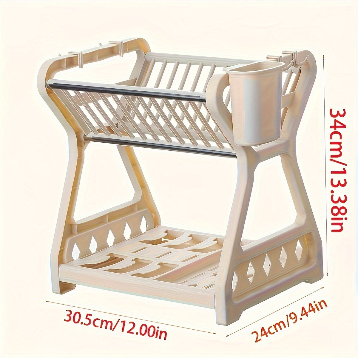 Space-Saving 2-Tier Kitchen Dish Rack with Drainboard - Sleek Blue &