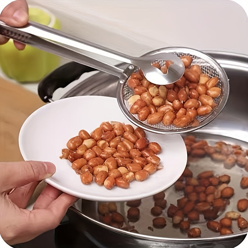 HeatResistant Stainless Steel Strainer Tongs for Frying