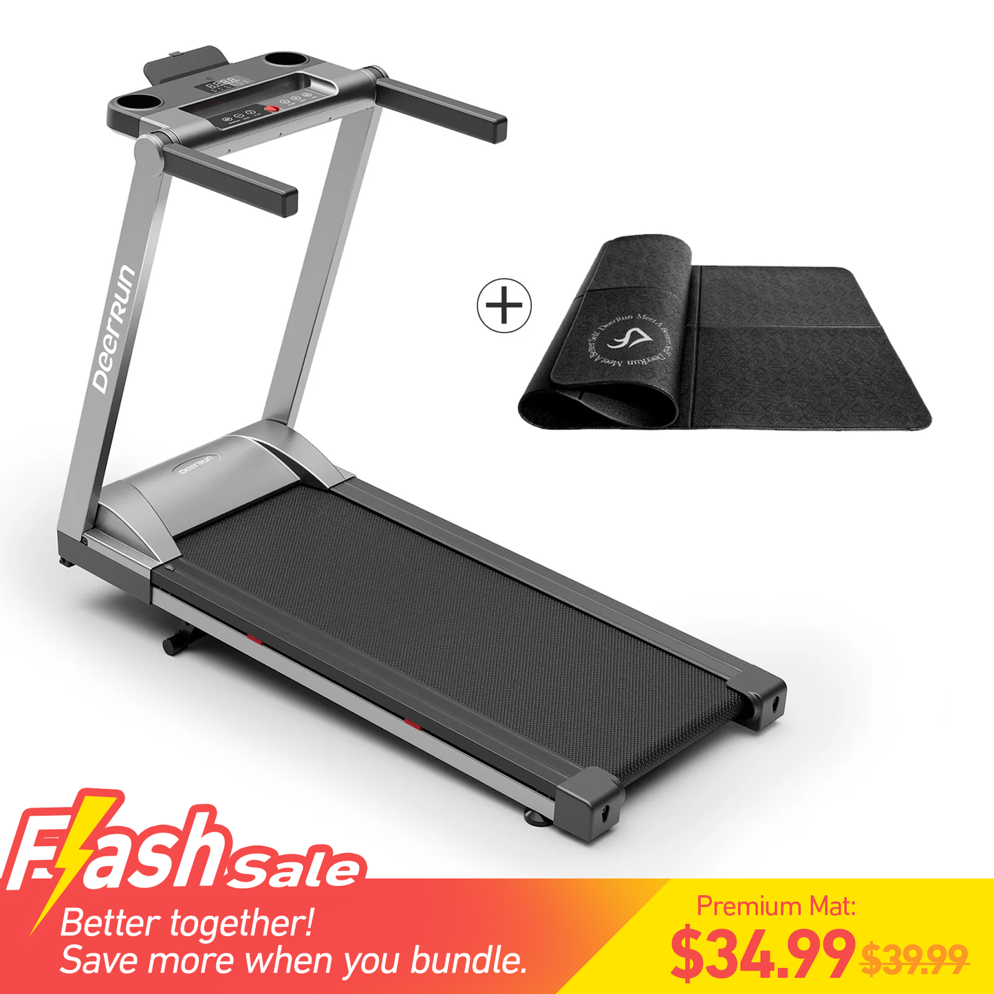 DeerRun A1 Pro Move+ 6% Incline Foldable Treadmill——2025 Upgraded Chip & NFC Support | 350Lbs, 10mph Silver