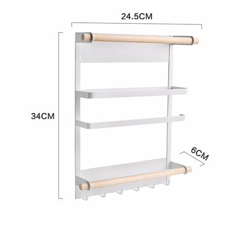 Wall-mounted shoe rack with dimensions labeled on a white background