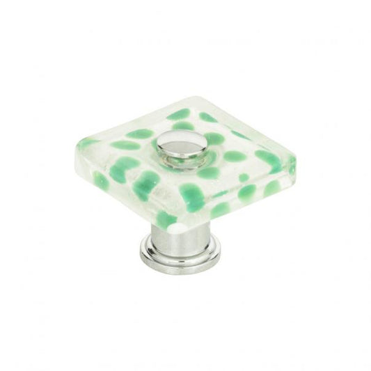 Emerald Polka Dot Glass Knob