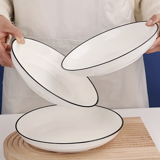 Set of 4 Simple White 8Inch Dinner Plates