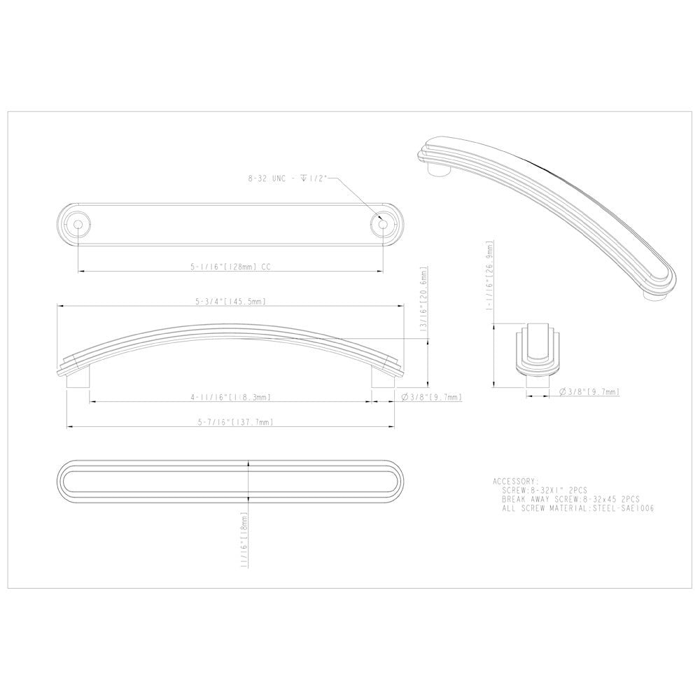 96 mm Center-to-Center Polished Chrome Arched Calloway Cabinet Pull