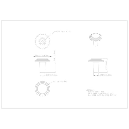 1-1/8" Diameter Satin Nickel Round Calloway Cabinet Knob