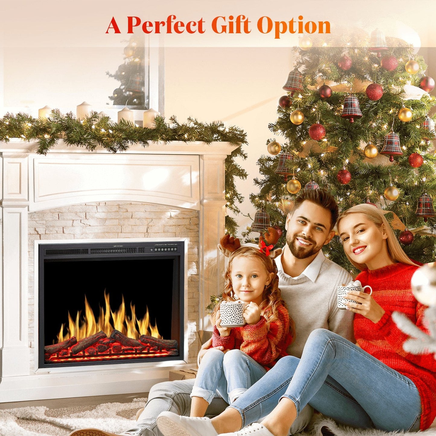 34 Inch Electric Fireplace Insert Adjuatble Flame Colors 936BXB