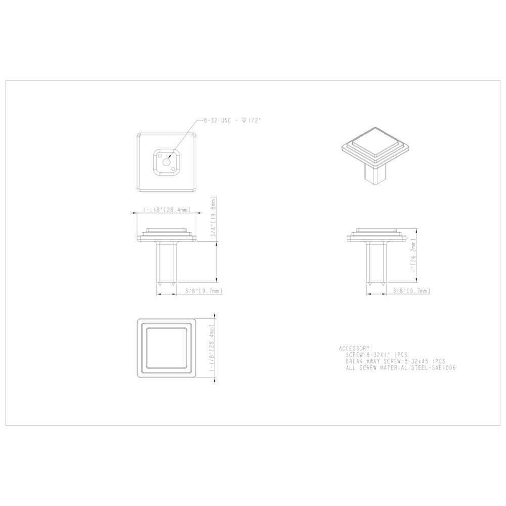 Square Calloway Cabinet Knob