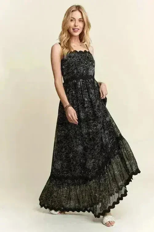 Floral Maxi Cami Dress – Adjustable Straps & Flowy Silhouette