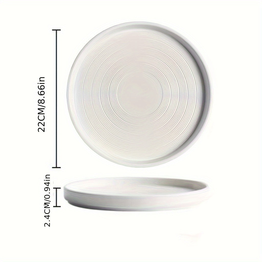 Elegant Hans White Ceramic Steak Pasta Plate Set