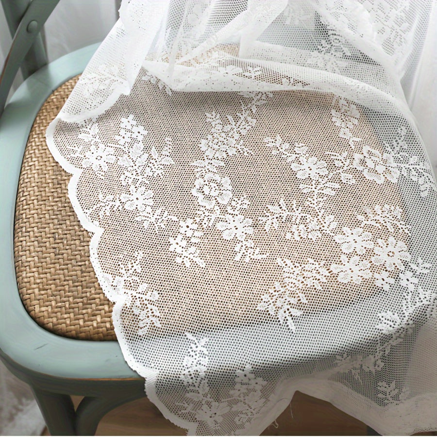 Elegant White Lace Sheer Curtain Floral UVProtection Decor